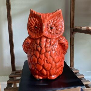 Vintage Orange Owl Vase